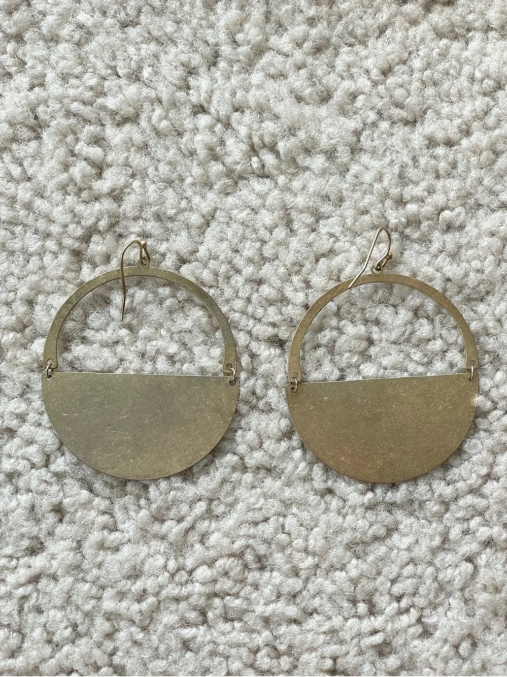 Boutique Pink Marble Print Pink Purple Gold Boho Half-Moon Hoop Drop Earrings